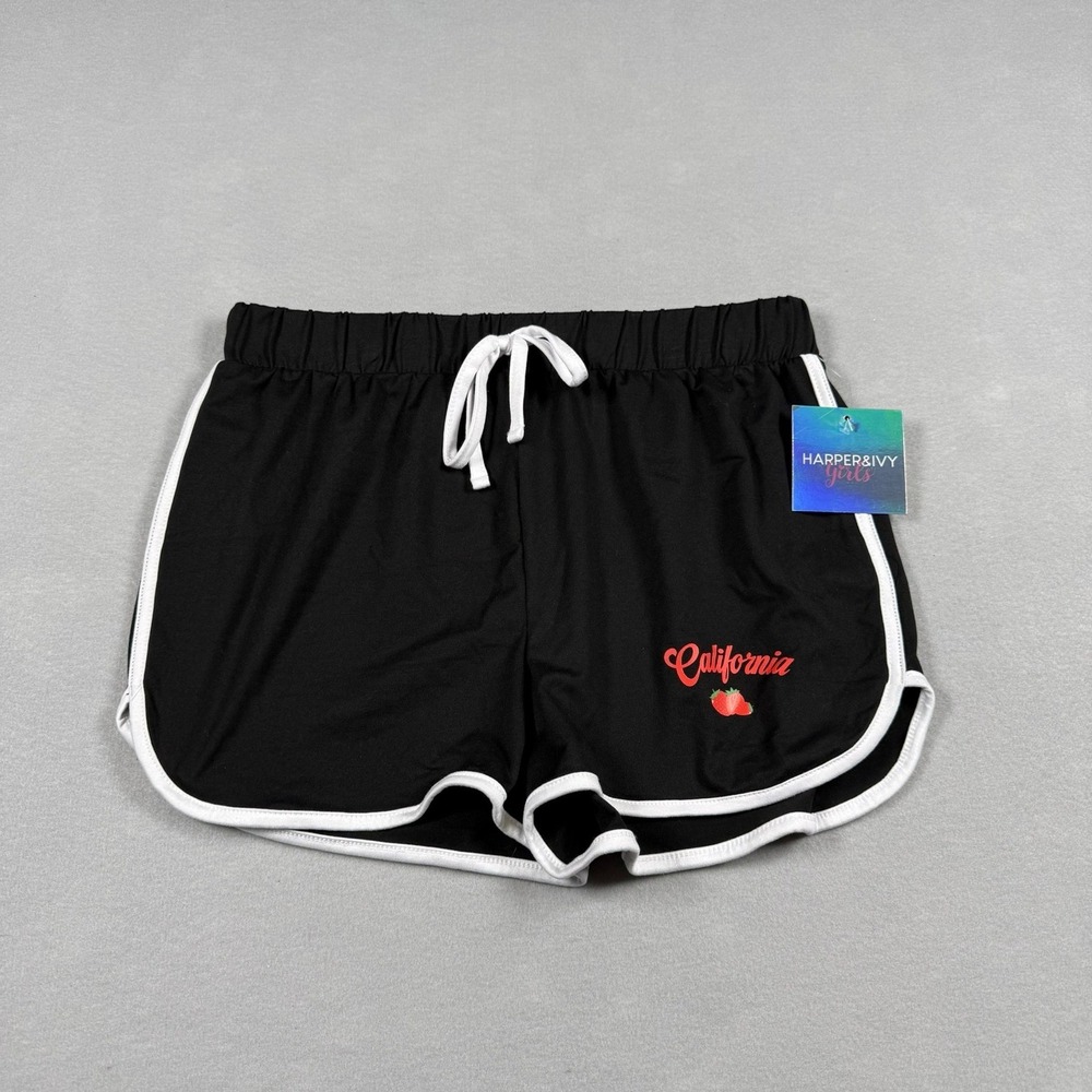 Harper‎ & Ivy Girls Large Shorts Black California Strawberry Dolphin Hem Sporty